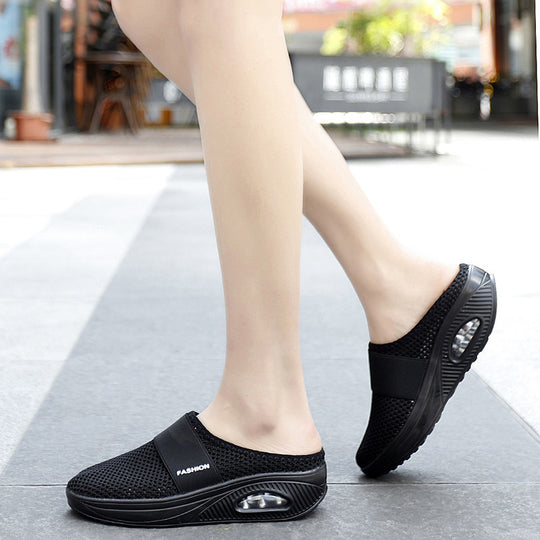 Damen Halbschuh-Slipper mit atmungsaktivem Strickobermaterial, elastischem Mittelfußriemen und Dämpfungssohle Shop Nory