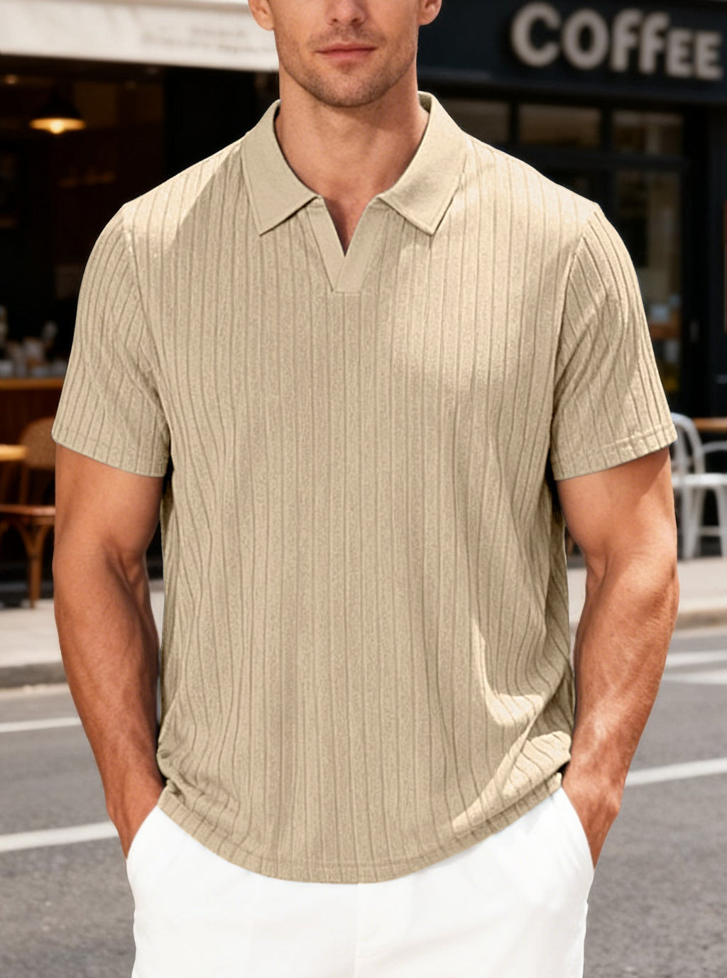 Herren Poloshirt mit strukturiertem Muster