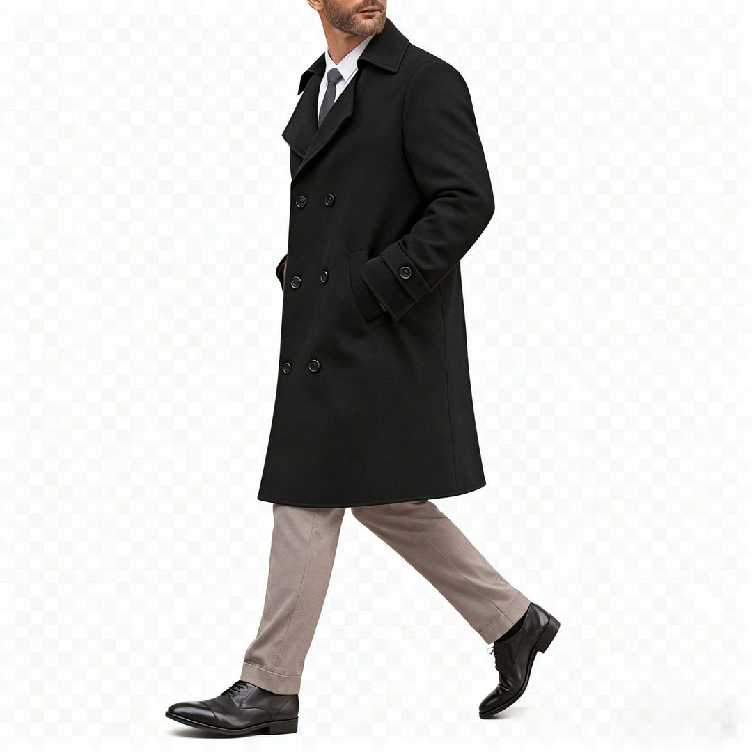 Herren Eleganter Doppelreiher-Mantel mit taillierter Schnittführung und gesteppter Innenfütterung Shop Nory