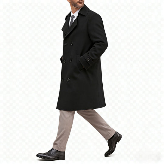 Herren Eleganter Doppelreiher-Mantel mit taillierter Schnittführung und gesteppter Innenfütterung Shop Nory
