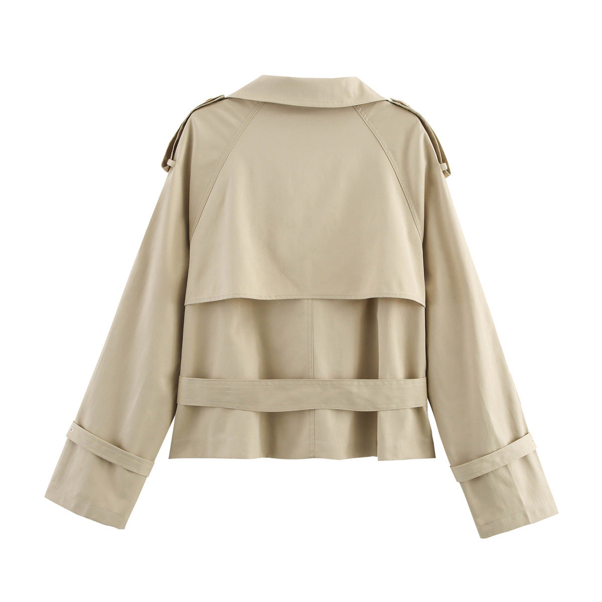 Damen modische Trenchjacke mit einzigartigen Knopfdetails und modernem Gürtel