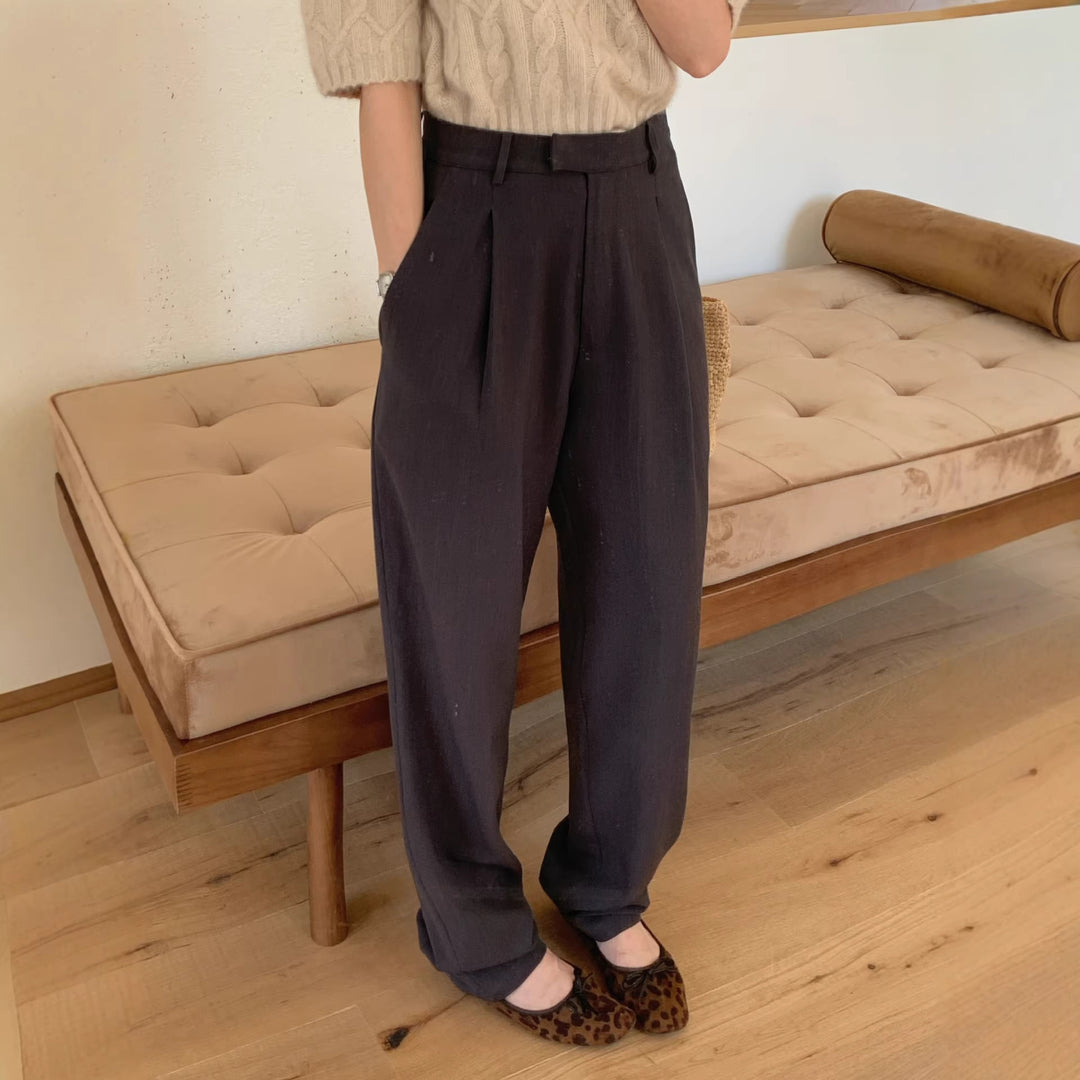 Damen Weite Schnitt Bundfaltenhose Shop Nory