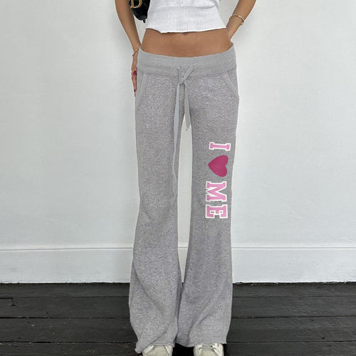 Damen nan weiche Flared-Jogginghose mit Kordelzug, Eingrifftaschen und auffälligem Love-Print Shop Nory