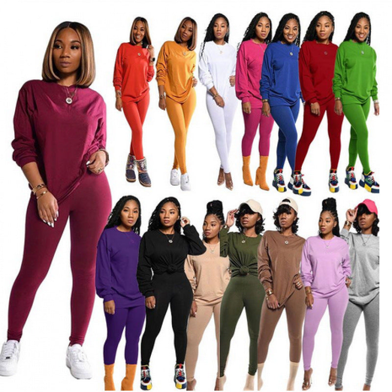 Damen Langarm Schlafanzug Set mit elastischen Hosen