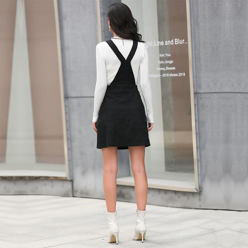 Damen Latzrock mit durchgehender Knopfleiste, verstellbaren Trägern und A‑Linien‑Silhouette Shop Nory