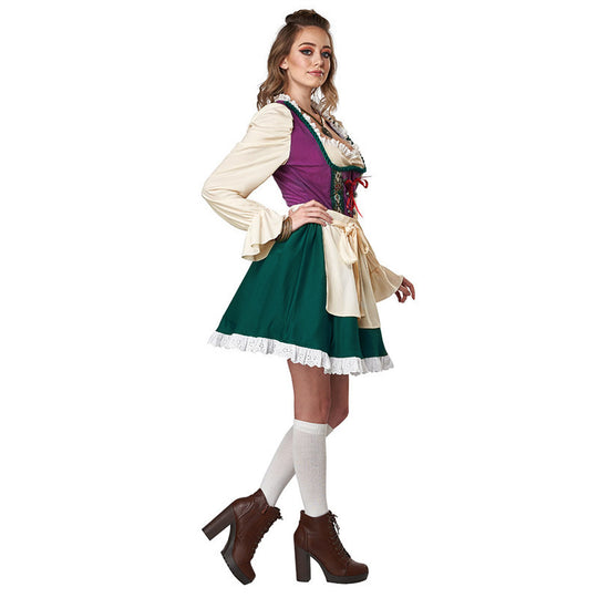 Damen nan traditionelles Dirndlkleid mit Schürze, geschnürter Corsage und Volantärmel Shop Nory
