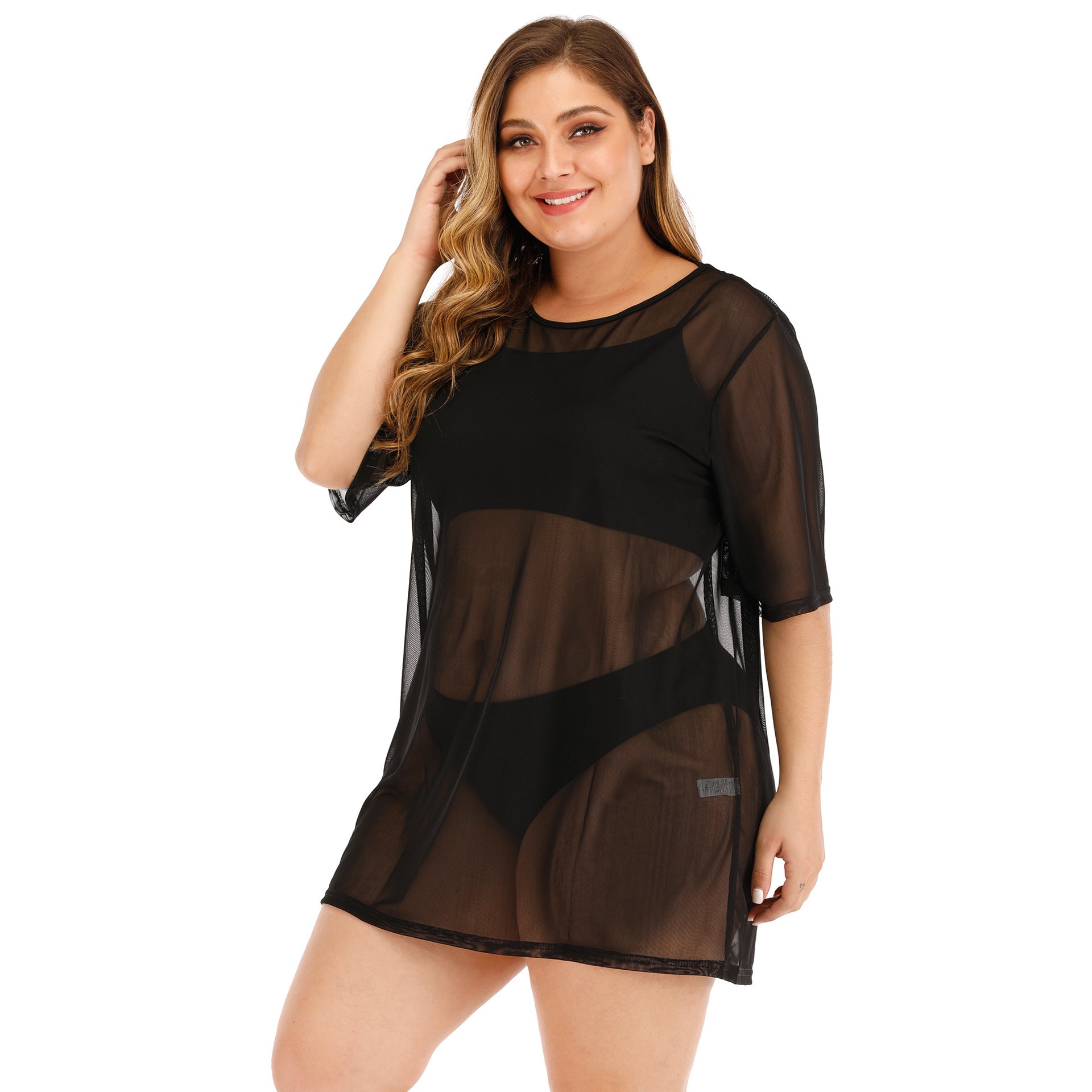 Damen transparenter Strandüberwurf mit weitem Schnitt