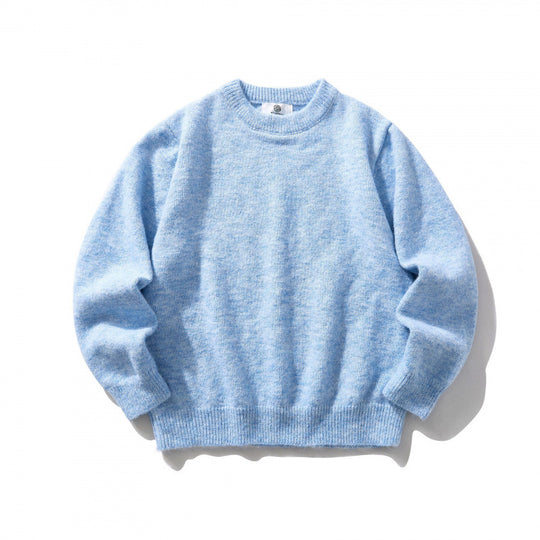 Unisex Oversize-Feinstrickpullover mit Rundhalsausschnitt, gerippten Bündchen und melierter Wollmischung Shop Nory