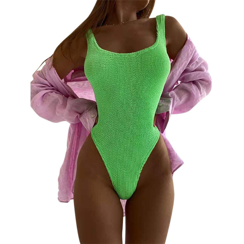 Damen Einteiler Badeanzug mit strukturiertem Mesh-Material