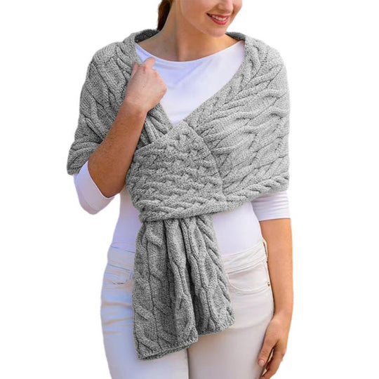Damen Strickschal mit Zopfmuster & Vielseitigem Tragekomfort