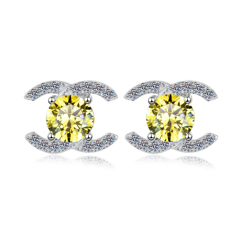 Damen-Ohrstecker mit buntem Kristall-Element und funkelndem Design Shop Nory