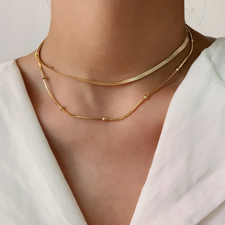Damen Mehrlagige Halskette mit eleganten Kugelverzierungen Shop Nory