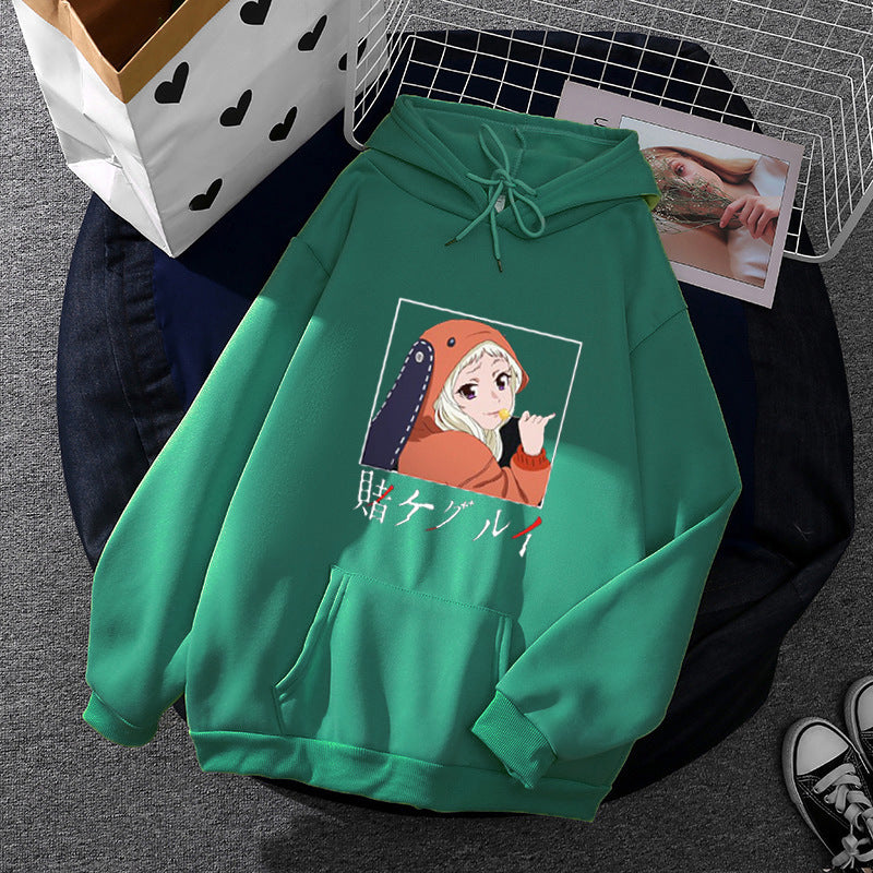 Damen nan Oversize Kapuzenpullover mit Manga-Frontprint und Kängurutasche Shop Nory
