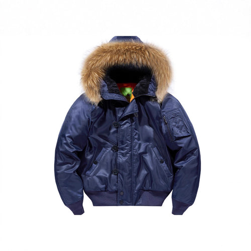 Herren Gefütterte Bomberjacke mit abnehmbarer Kunstfellkapuze und Thermo-Futter Shop Nory