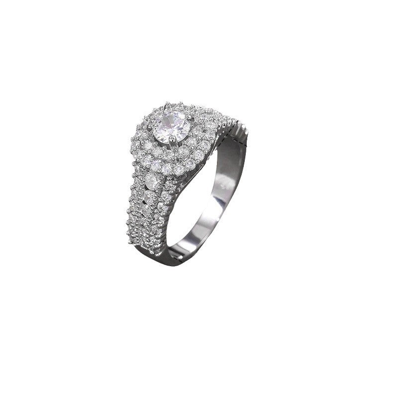 Damen Funkelnder Ring mit kunstvoller Zirkonia-Besetzung Shop Nory