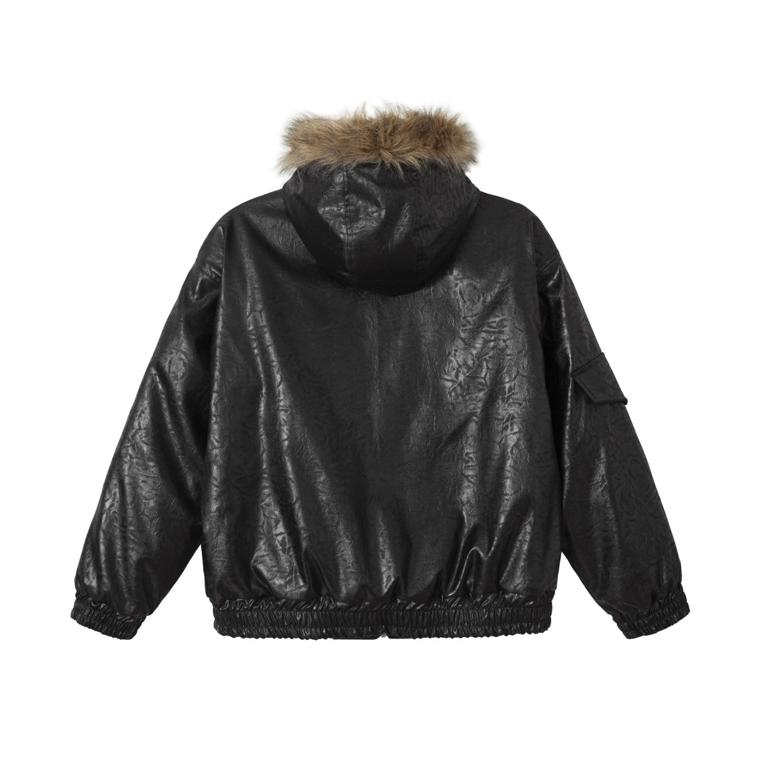 Herren Gepolsterter Oversize-Bomber mit Kunstpelzkragen und Utility-Taschen Shop Nory