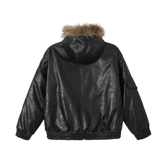 Herren Gepolsterter Oversize-Bomber mit Kunstpelzkragen und Utility-Taschen Shop Nory