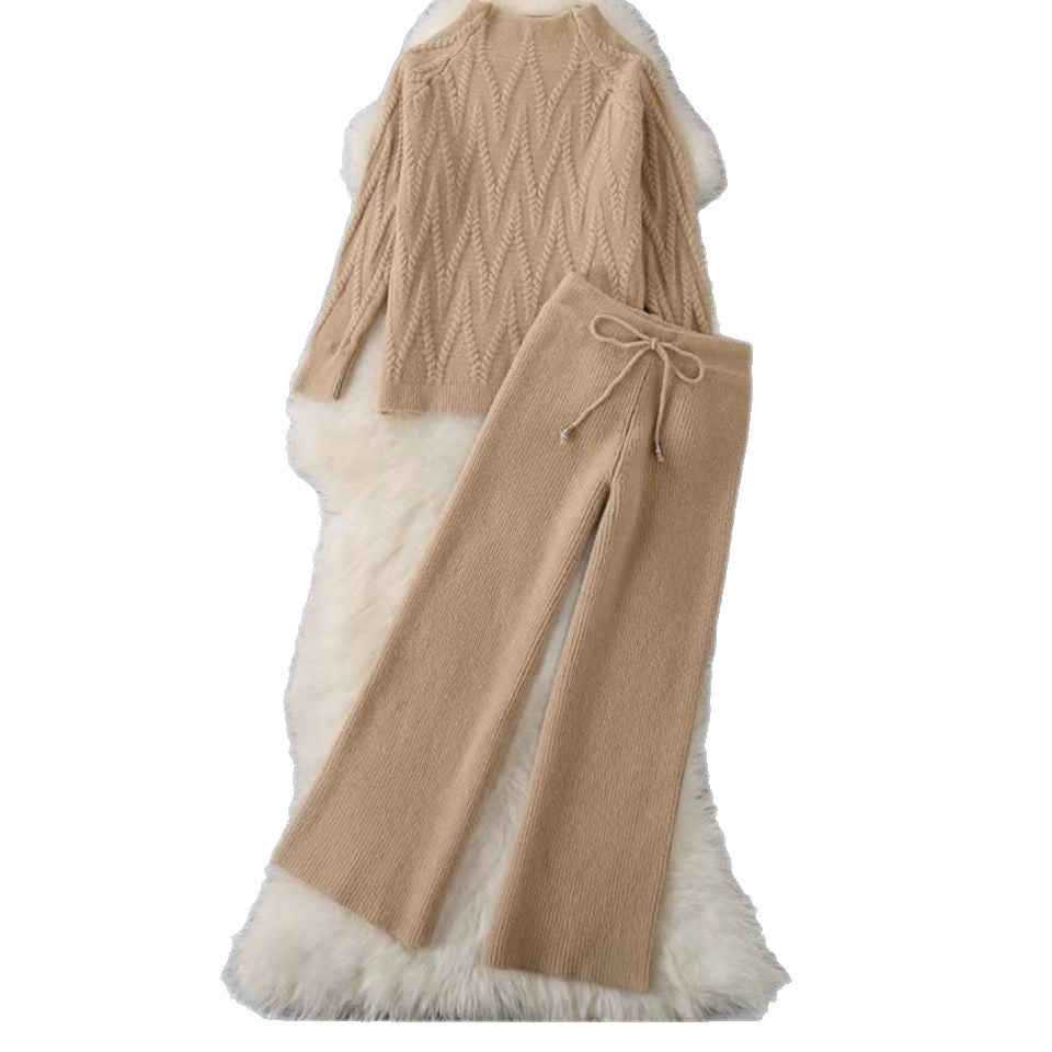 Damen Elegantes Strickoberteil und Hosen-Set Shop Nory