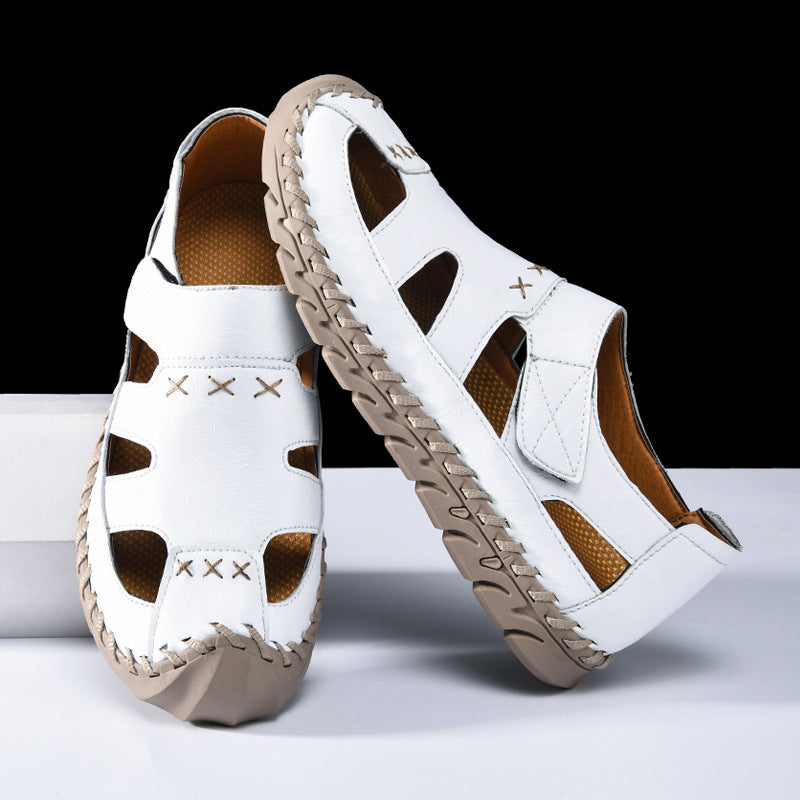 Herren Atmungsaktive Leder-Sandalen mit rutschfester Sohle