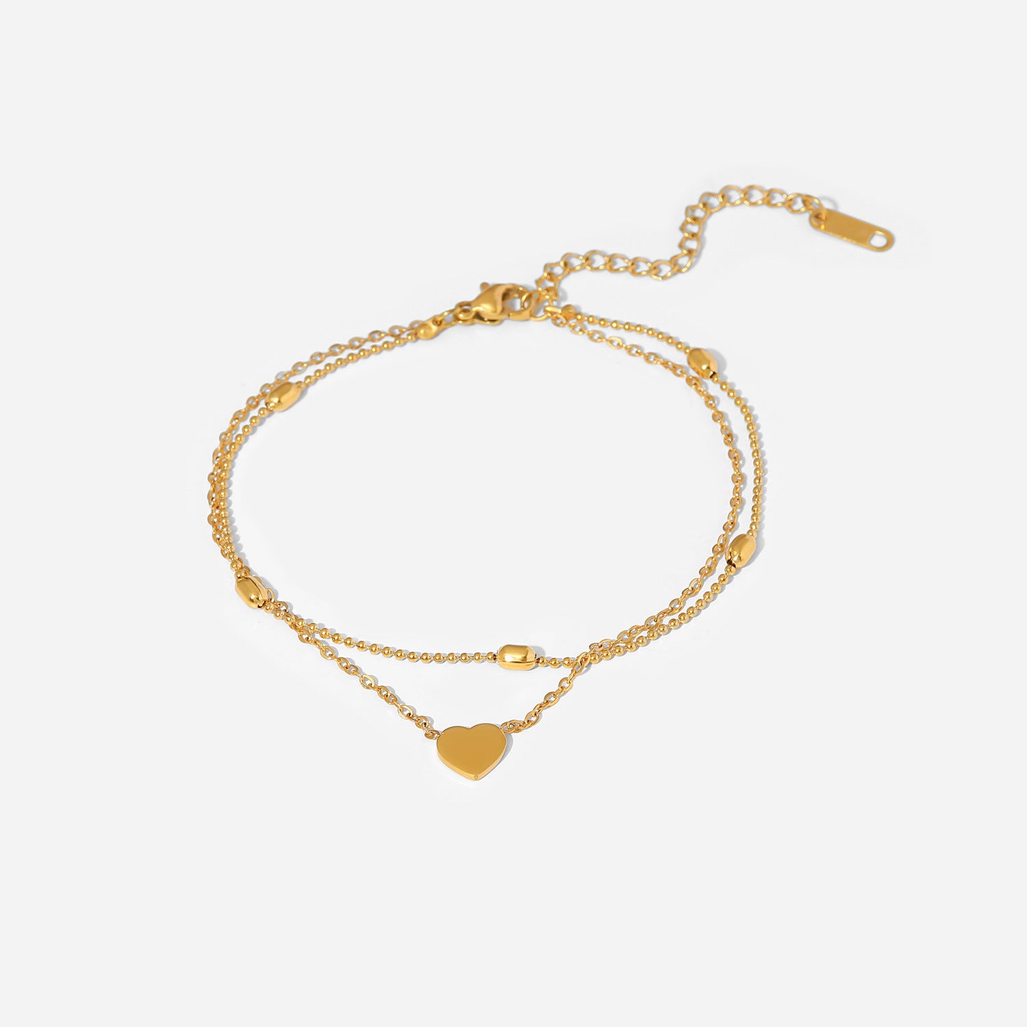 Damen Fußkettchen mit doppelter Gliederkette und herzförmigem Anhänger Shop Nory