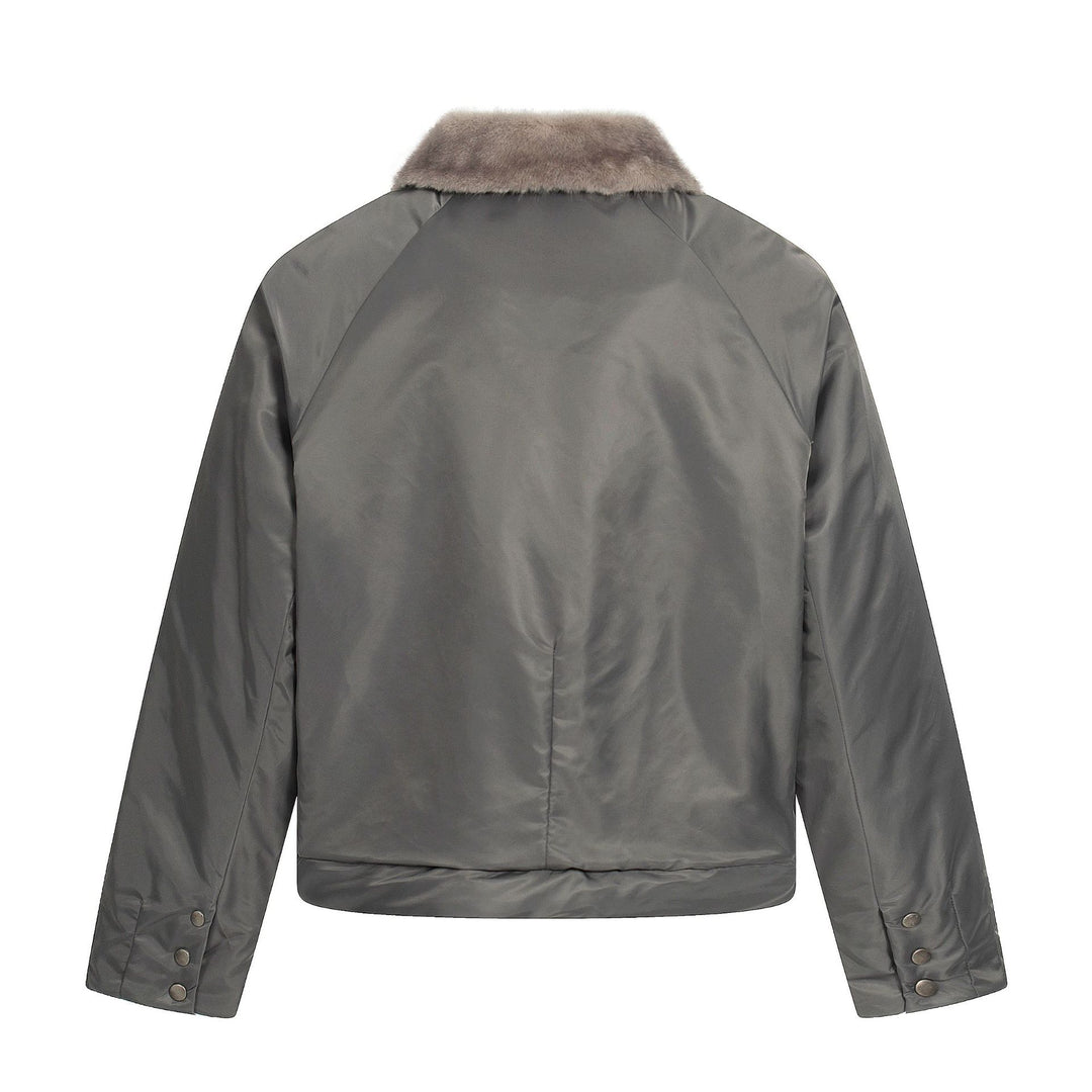Damen Kurz geschnittener gesteppter Blouson mit Webpelzkragen Shop Nory
