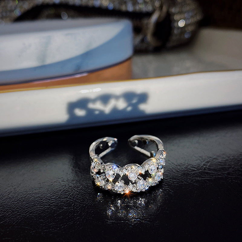 Damen Offener Ring mit funkelnden Zirkonia-Elementen Shop Nory