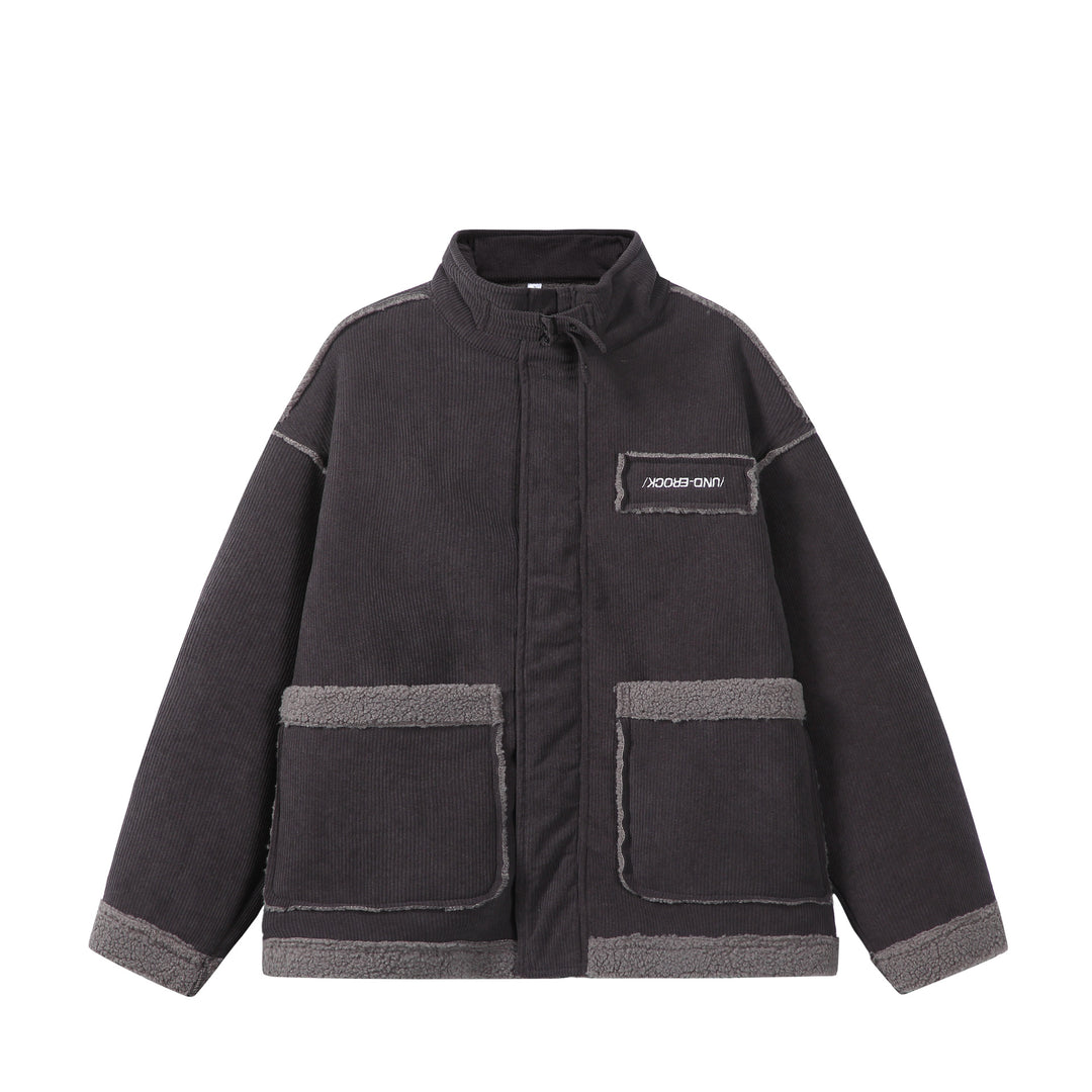 Unisex Kurz geschnittener Cordblouson mit Teddybesatz und Funnelkragen Shop Nory