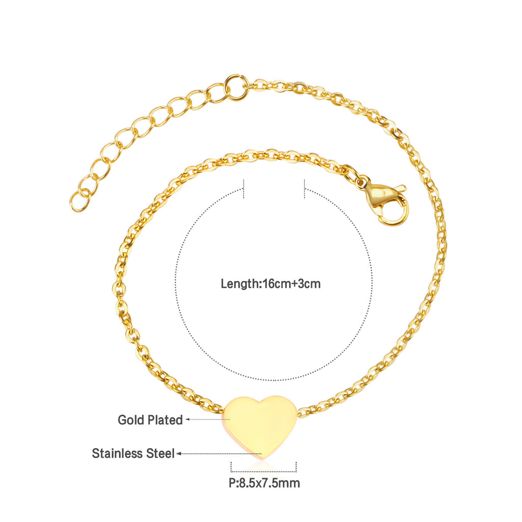 Damen Armband mit herzförmigem Anhänger aus hochwertigem Edelstahl und rosévergoldeter Oberfläche Shop Nory