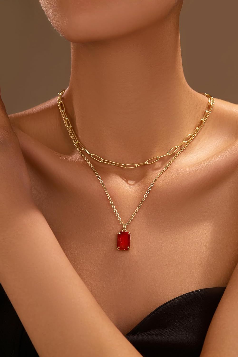 Damen Halskette mit doppeltem Layer-Design und elegantem Anhänger Shop Nory