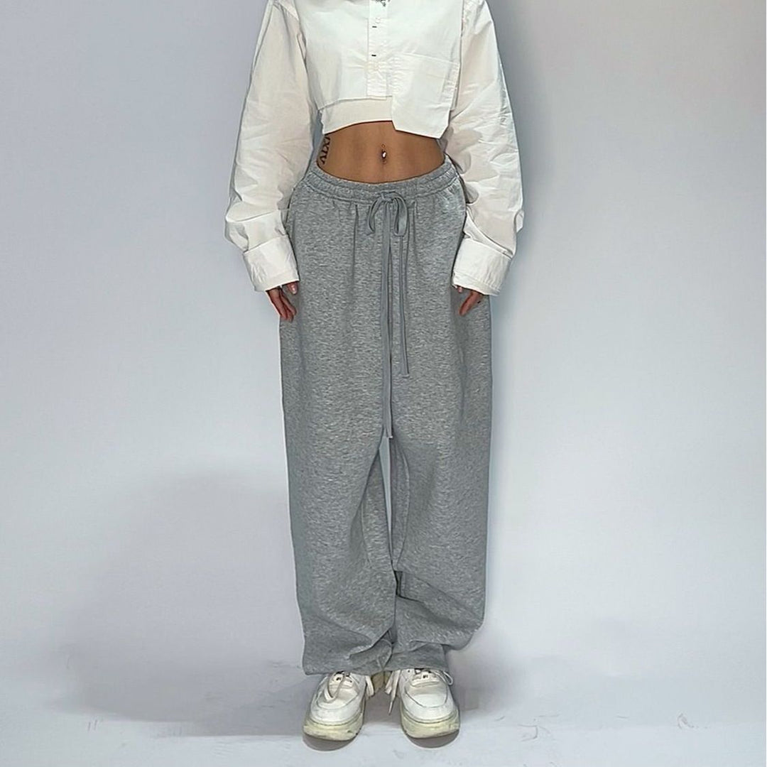 Damen nan weit geschnittene Loungehose mit hohem Bund extra weitem Bein und Tunnelzug Shop Nory