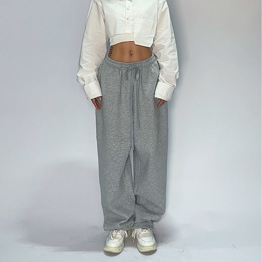 Damen nan weit geschnittene Loungehose mit hohem Bund extra weitem Bein und Tunnelzug Shop Nory