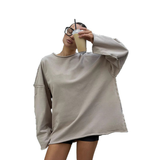 Damen ultraweites Relax-Sweatshirt mit ausgefransten Nähten und asymmetrischem Saum Shop Nory