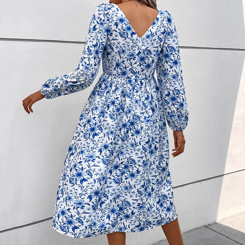 Damen Midikleid mit floraler Allover‑Print, herzförmigem Ausschnitt und taillierter Raffung Shop Nory