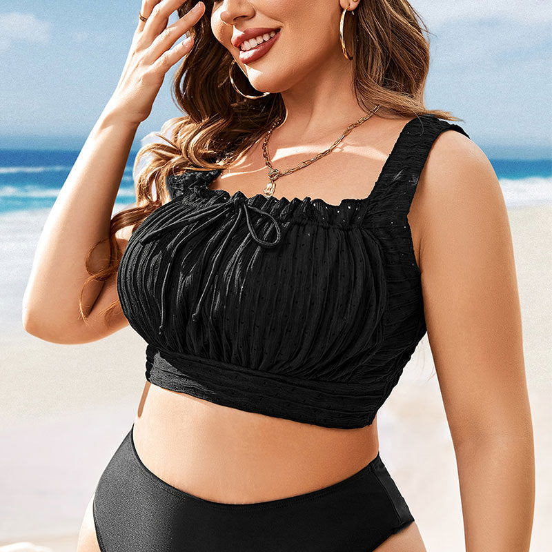 Damen Cropped Top Bikinioberteil mit modischen Rüschen