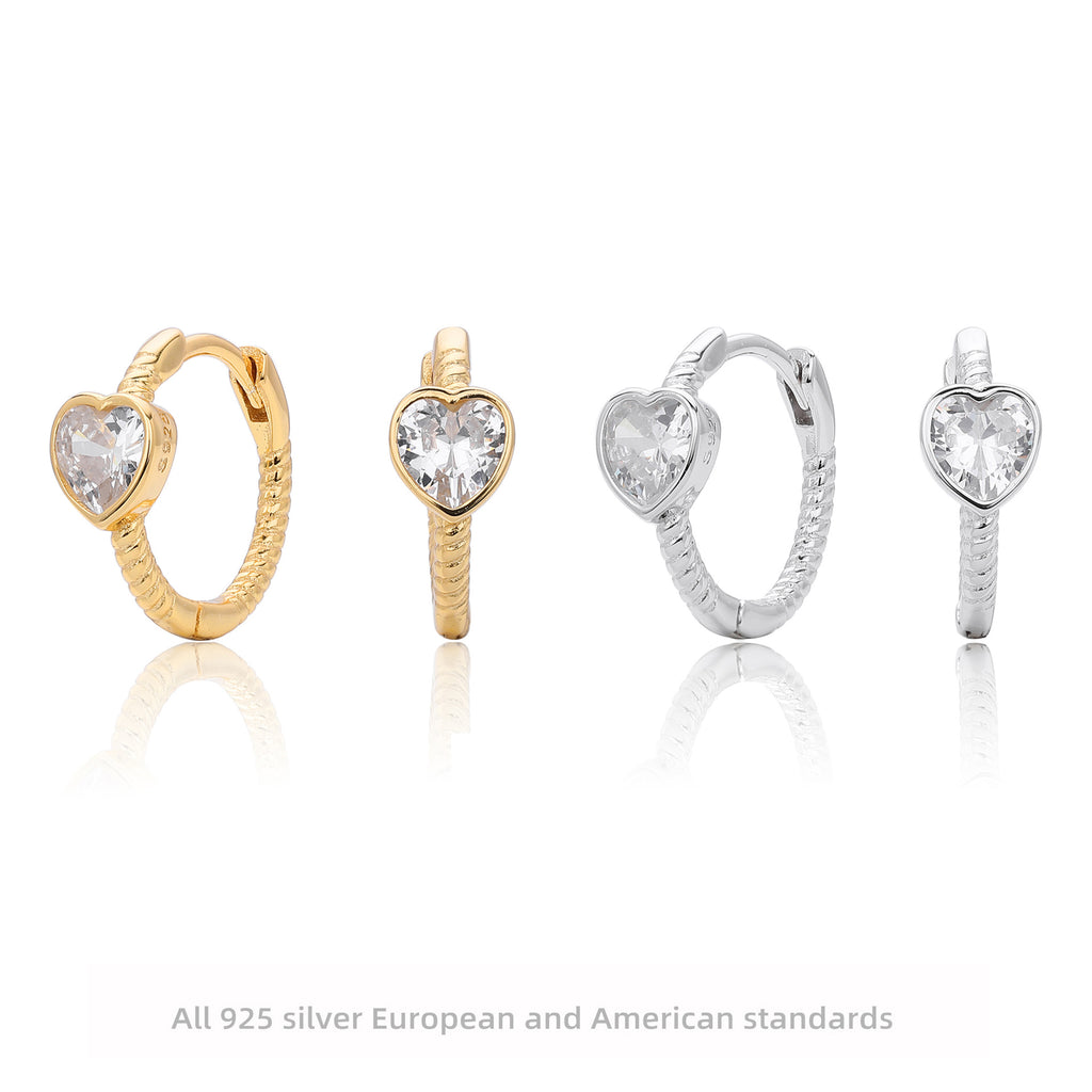 Damen Creolen mit herzförmigen Zirkon-Anhängern aus 925 Sterling Silber Shop Nory