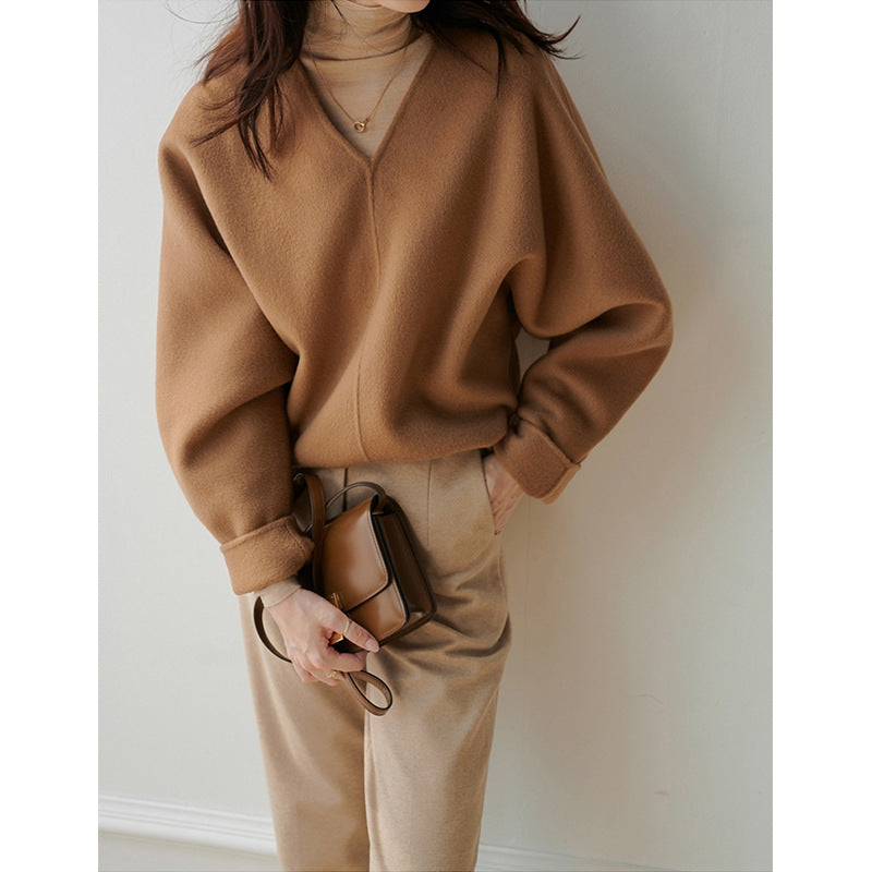 Damen Lässiger V-Ausschnitt Pullover Shop Nory