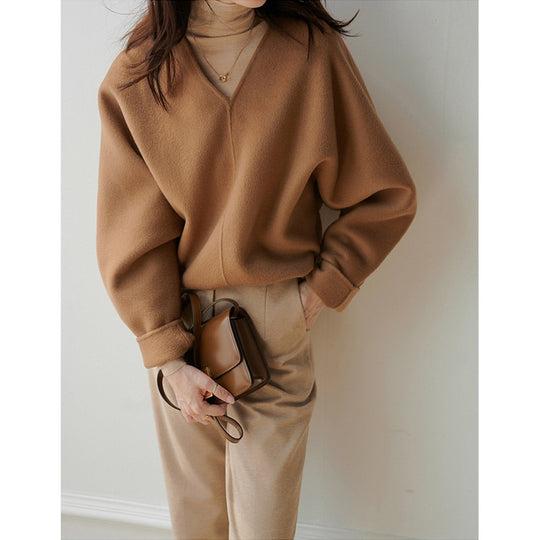 Damen Lässiger V-Ausschnitt Pullover Shop Nory