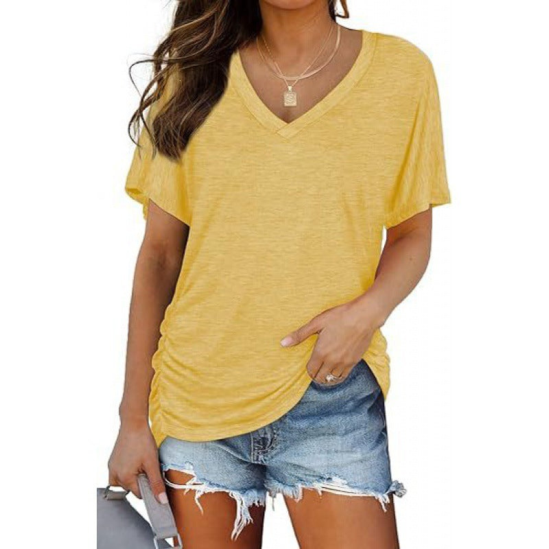 Damen V-Ausschnitt T-Shirt Aus Weichem Single Jersey