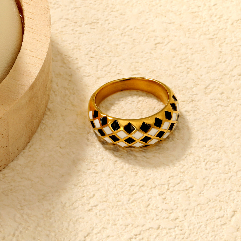 Damen Ring mit modernem, geometrischem Design aus hochwertigem Edelstahl Shop Nory