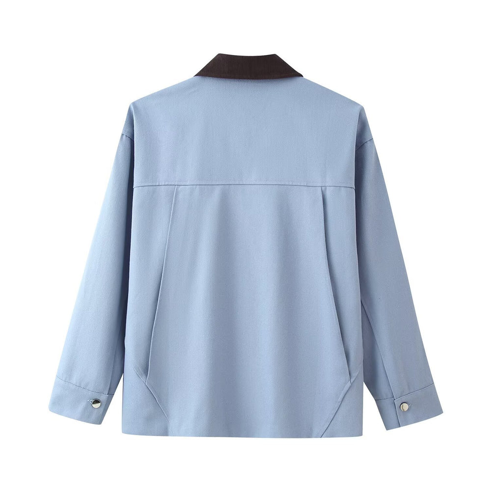 Damen Oversized Utility-Übergangsjacke im Shacket-Stil mit Cordkragen Shop Nory