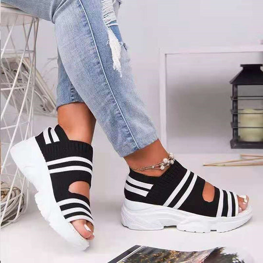 Damen Atmungsaktive Strick-Slides mit offenem Zehensteg und elastischem Sockenschaft Shop Nory