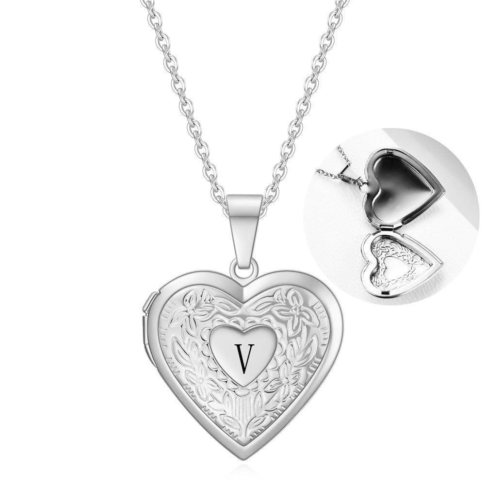 Damen Herz-Locket-Halskette mit personalisierbarem Anhänger Shop Nory