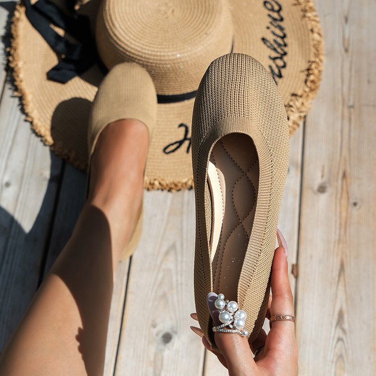 Damen Strick-Ballerinas mit elastischem Sitz