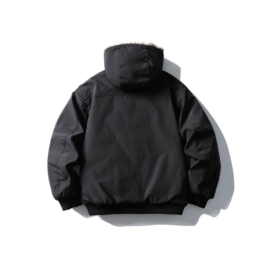 Unisex Boxy-wattierte Kurzjacke mit Kapuze und Kunstfellbesatz Shop Nory
