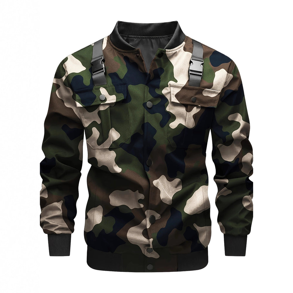Herren Utility-Bomberjacke mit Brustklappentaschen, Schultergurten und Rippbündchen Shop Nory