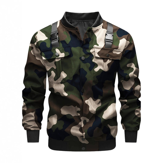 Herren Utility-Bomberjacke mit Brustklappentaschen, Schultergurten und Rippbündchen Shop Nory
