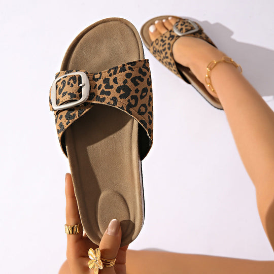 Damen Komfortable Slide-Sandalen mit modischem Schnallen-Detail