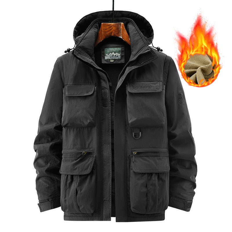 Herren Thermischer Kapuzen-Parka im Utility-Design mit Teddyfutter und Mehrfachtaschen Shop Nory