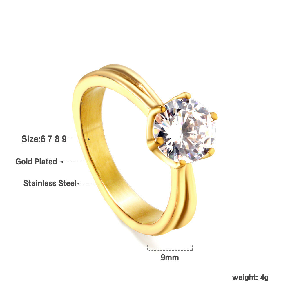 Damen Ring mit brillantem Zirkonia und eleganter Edelstahlfassung Shop Nory