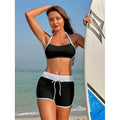 Damen Sportliches Bikini-Set mit hochtailliertem Shorts und verstellbarer Bindung Shopnory